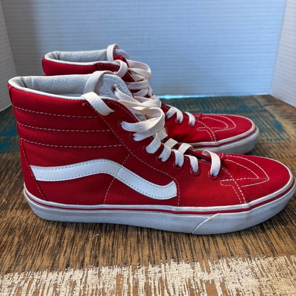 Vans Red and White High-Top Sneakers - Picture 2 of 8